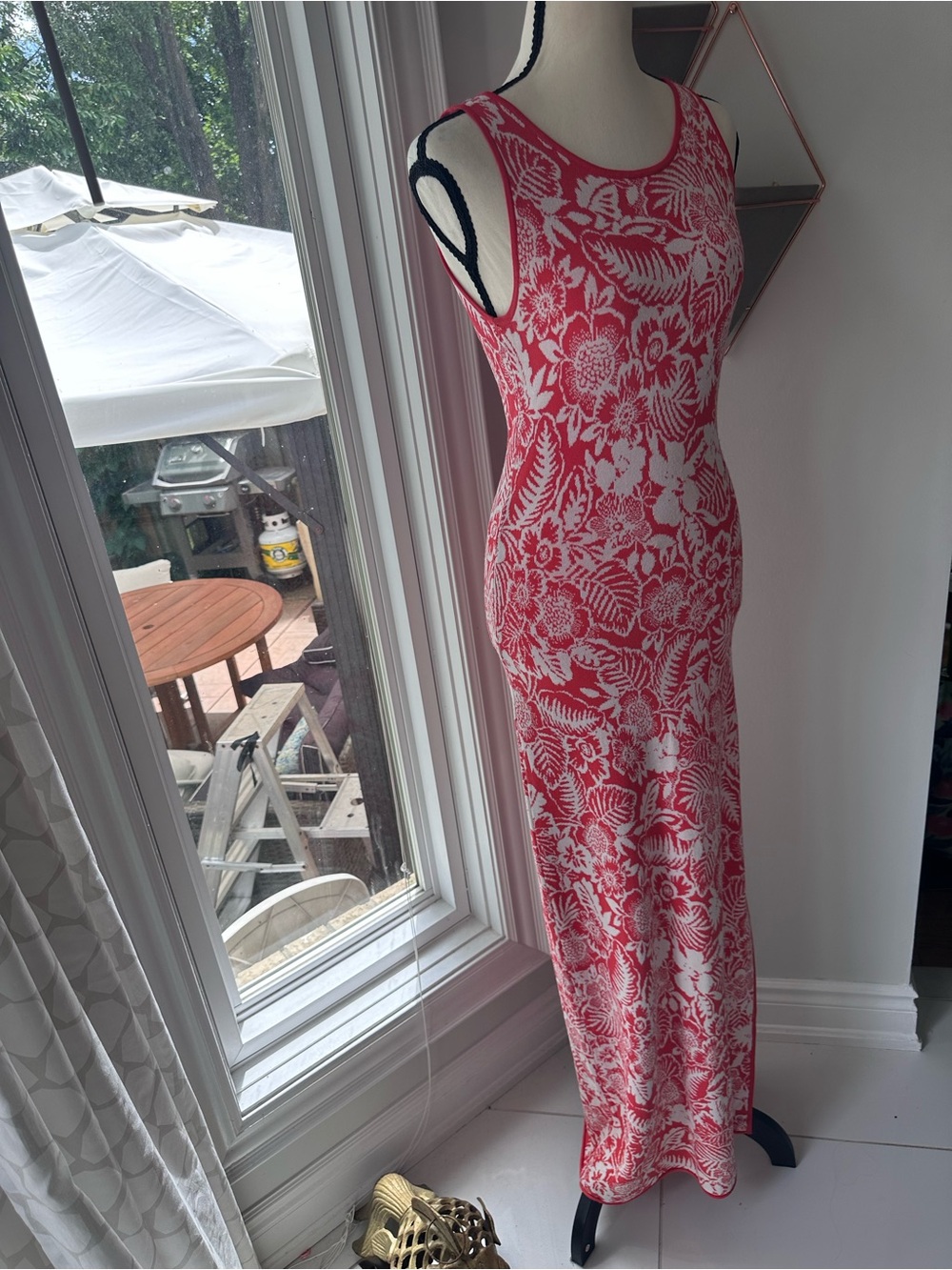 Tommy Bahama Coral Pink and White Del Lago Floral Maxi Knit Dress Size XS - Picture 6 of 9